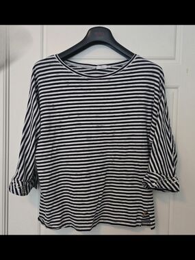 Dismero Blue & White Striped Long Sleeve Top Made In Italy